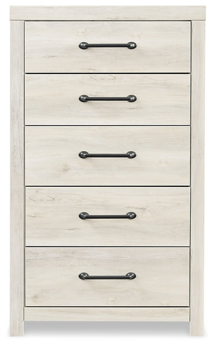 Cambeck Twin Panel Bed with 4 Storage Drawers with Mirrored Dresser, Chest and 2 Nightstands