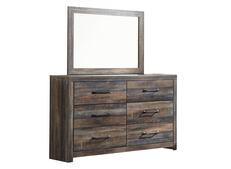 Drystan Twin Panel Headboard with Mirrored Dresser and 2 Nightstands