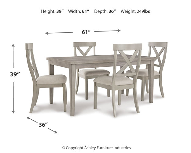 Parellen Dining Table and 4 Chairs