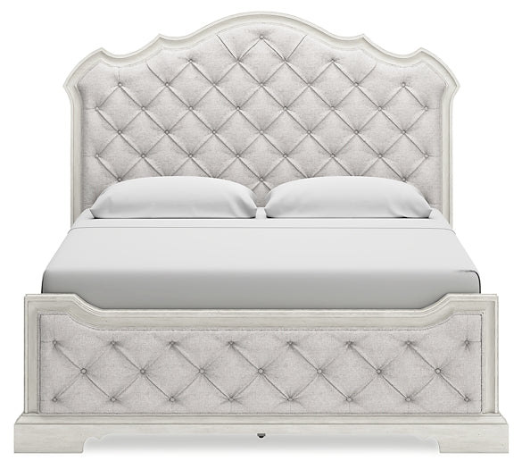 Arlendyne California King Upholstered Bed with Mirrored Dresser, Chest and 2 Nightstands